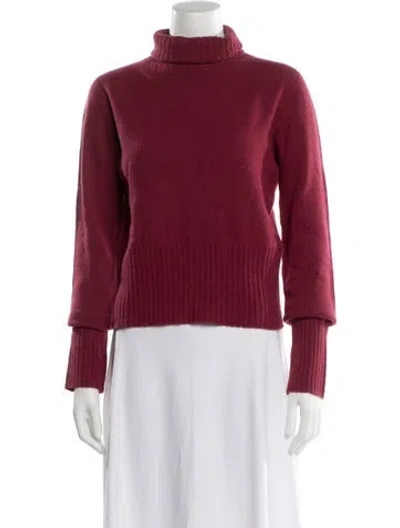 Pre-owned Max Mara Virgin Wool Turtleneck Sweater In Burgundy