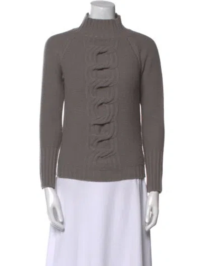 Pre-owned Max Mara Virgin Wool Turtleneck Sweater In Gray
