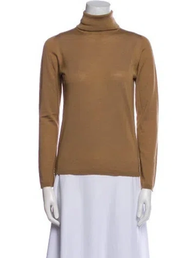 Pre-owned Max Mara Virgin Wool Turtleneck Sweater In Neutral