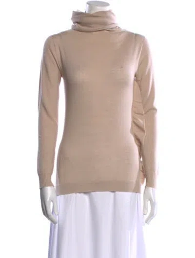 Pre-owned Max Mara Virgin Wool Turtleneck Sweater In Neutral