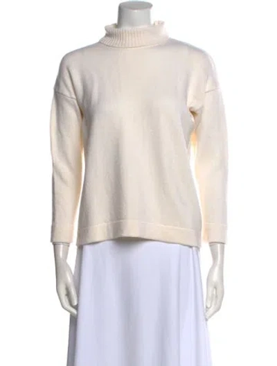 Pre-owned Max Mara Virgin Wool Turtleneck Sweater In Neutral