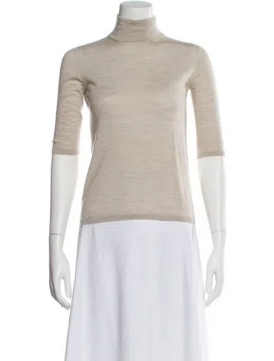 Pre-owned Max Mara Virgin Wool Turtleneck Sweater In Neutral