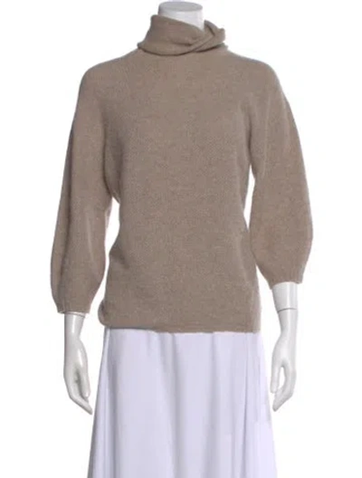 Pre-owned Max Mara Virgin Wool Turtleneck Sweater In Neutral