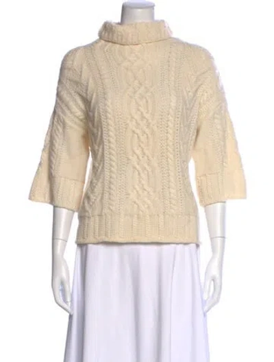 Pre-owned Max Mara Virgin Wool Turtleneck Sweater In Neutral