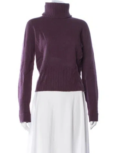Pre-owned Max Mara Virgin Wool Turtleneck Sweater In Purple