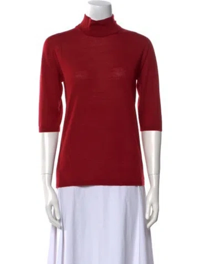 Pre-owned Max Mara Virgin Wool Turtleneck Sweater In Red