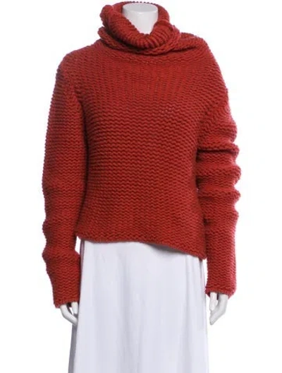 Pre-owned Max Mara Virgin Wool Turtleneck Sweater In Red