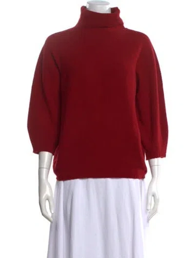 Pre-owned Max Mara Virgin Wool Turtleneck Sweater In Red