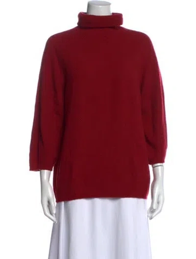 Pre-owned Max Mara Virgin Wool Turtleneck Sweater In Red