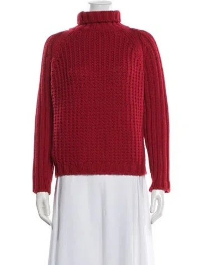 Pre-owned Max Mara Virgin Wool Turtleneck Sweater In Red