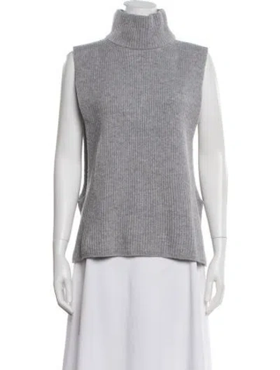 Pre-owned Max Mara Virgin Wool Turtleneck Sweater W/ Tags In Gray