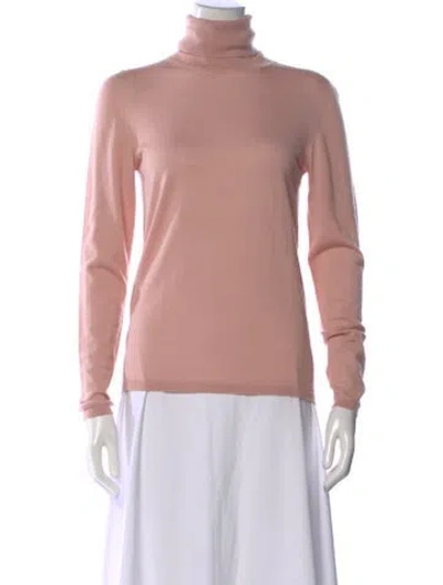 Pre-owned Max Mara Virgin Wool Turtleneck Sweater W/ Tags In Pink