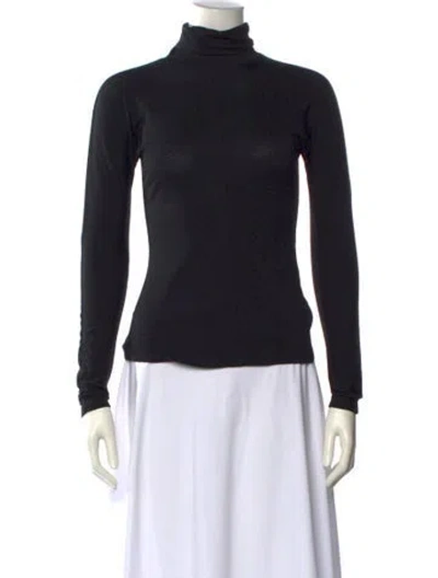 Pre-owned Max Mara Virgin Wool Turtleneck Top In Black