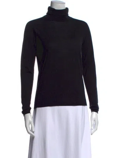 Pre-owned Max Mara Virgin Wool Turtleneck Top In Black