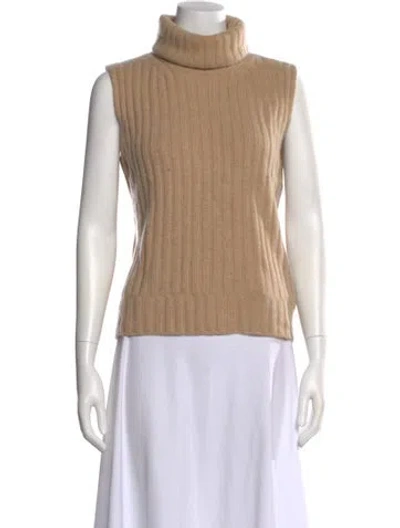 Pre-owned Max Mara Virgin Wool Turtleneck Top In Neutral