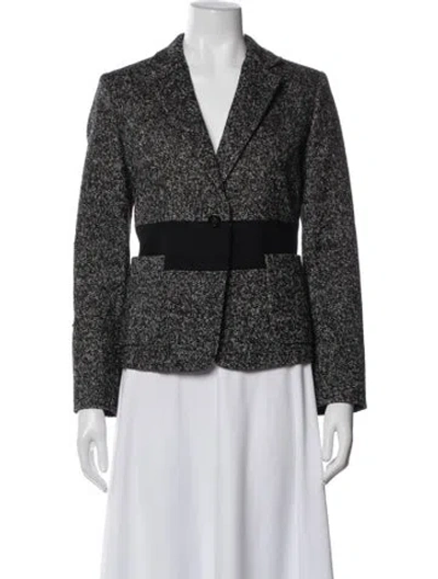 Pre-owned Max Mara Virgin Wool Tweed Pattern Blazer In Black