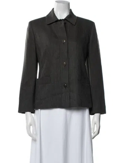 Pre-owned Max Mara Virgin Wool Tweed Pattern Blazer In Black