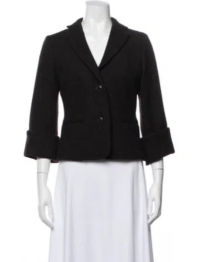 Pre-owned Max Mara Virgin Wool Tweed Pattern Blazer In Blue