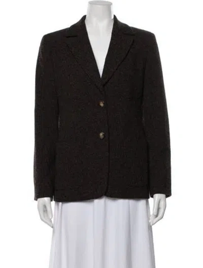 Pre-owned Max Mara Virgin Wool Tweed Pattern Blazer In Brown