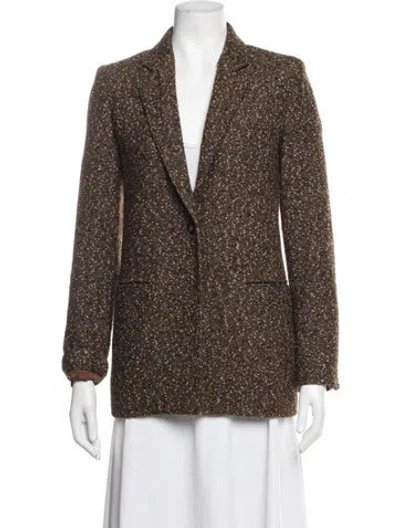Pre-owned Max Mara Virgin Wool Tweed Pattern Blazer In Brown