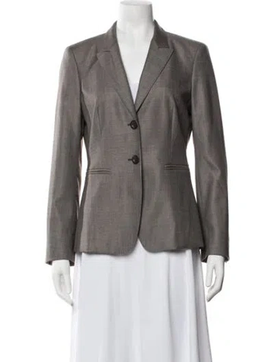 Pre-owned Max Mara Virgin Wool Tweed Pattern Blazer In Brown