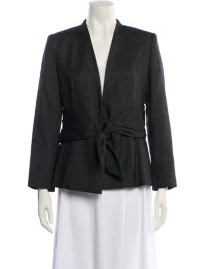 Pre-owned Max Mara Virgin Wool Tweed Pattern Blazer In Gray