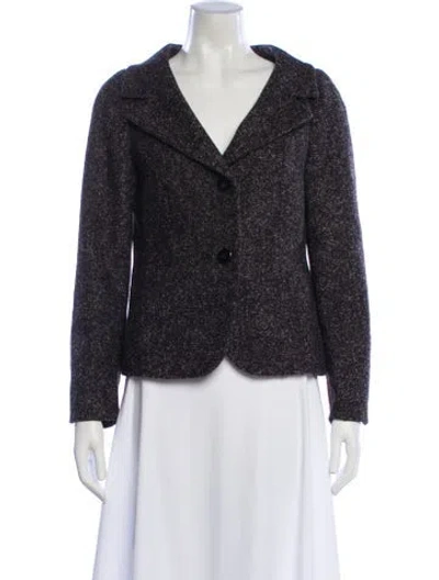 Pre-owned Max Mara Virgin Wool Tweed Pattern Blazer In Gray