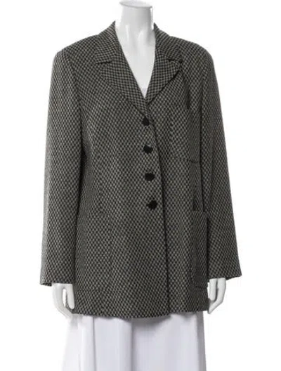 Pre-owned Max Mara Virgin Wool Tweed Pattern Blazer In Gray
