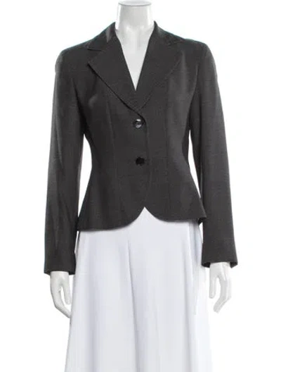 Pre-owned Max Mara Virgin Wool Tweed Pattern Blazer In Gray