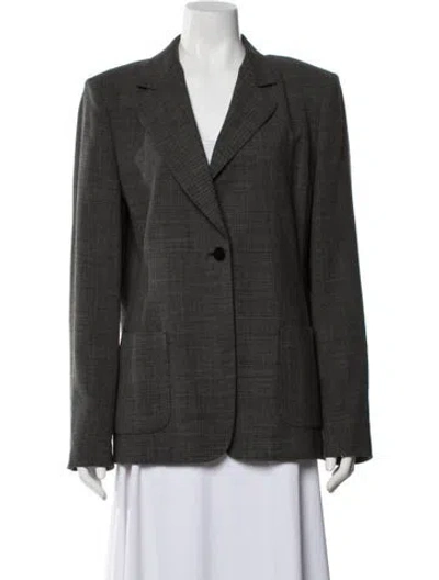 Pre-owned Max Mara Virgin Wool Tweed Pattern Blazer In Gray