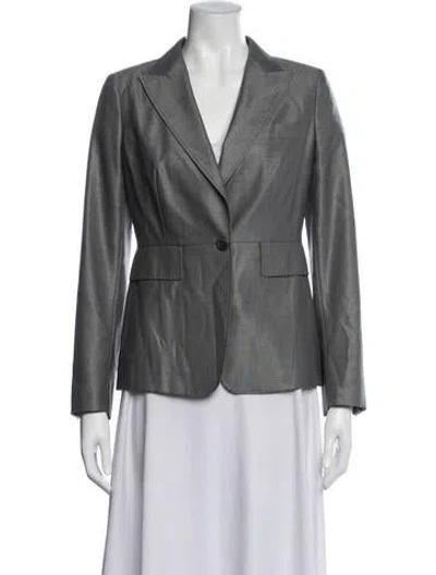 Pre-owned Max Mara Virgin Wool Tweed Pattern Blazer In Gray