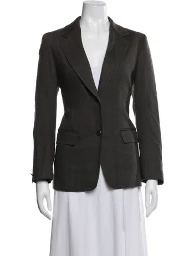 Pre-owned Max Mara Virgin Wool Tweed Pattern Blazer In Green