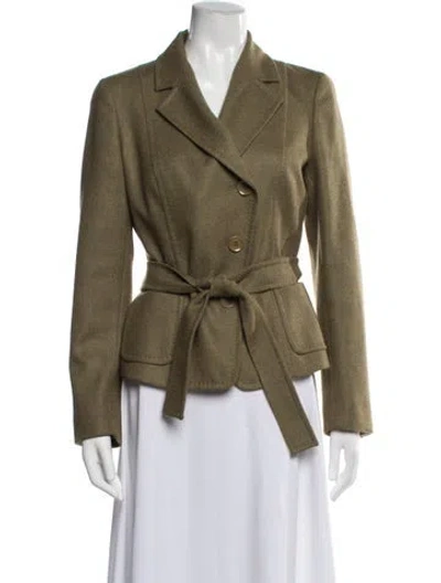 Pre-owned Max Mara Virgin Wool Tweed Pattern Blazer In Green