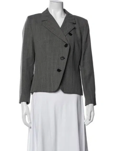 Pre-owned Max Mara Virgin Wool Tweed Pattern Blazer In Grey