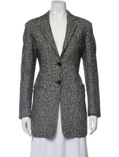 Pre-owned Max Mara Virgin Wool Tweed Pattern Blazer In Grey