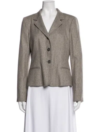 Pre-owned Max Mara Virgin Wool Tweed Pattern Blazer In Grey