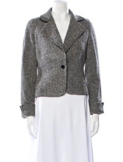 Pre-owned Max Mara Virgin Wool Tweed Pattern Blazer In Neutral