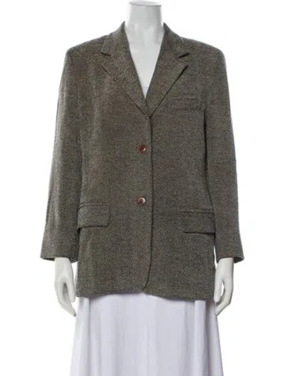 Pre-owned Max Mara Virgin Wool Tweed Pattern Blazer In Neutral