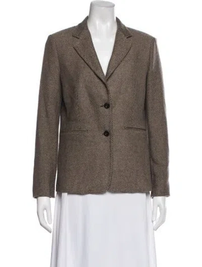 Pre-owned Max Mara Virgin Wool Tweed Pattern Blazer In Neutral