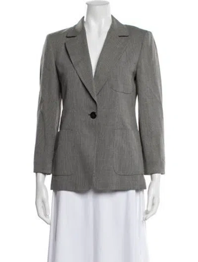 Pre-owned Max Mara Virgin Wool Tweed Pattern Blazer In Neutral