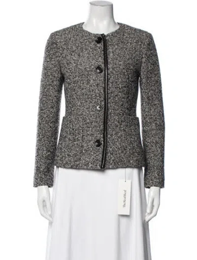 Pre-owned Max Mara Virgin Wool Tweed Pattern Blazer In Neutral
