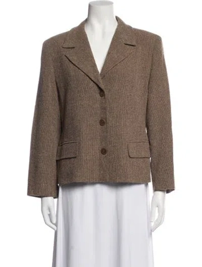 Pre-owned Max Mara Virgin Wool Tweed Pattern Blazer In Neutrals