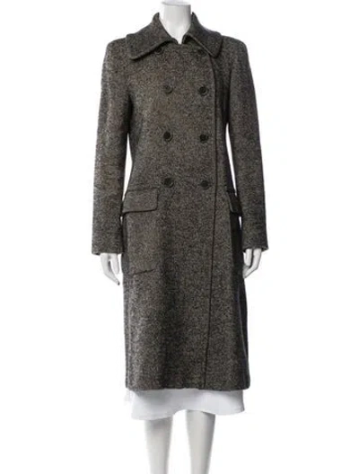 Pre-owned Max Mara Virgin Wool Tweed Pattern Coat In Black