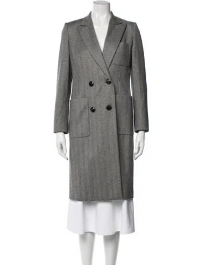 Pre-owned Max Mara Virgin Wool Tweed Pattern Coat In Gray