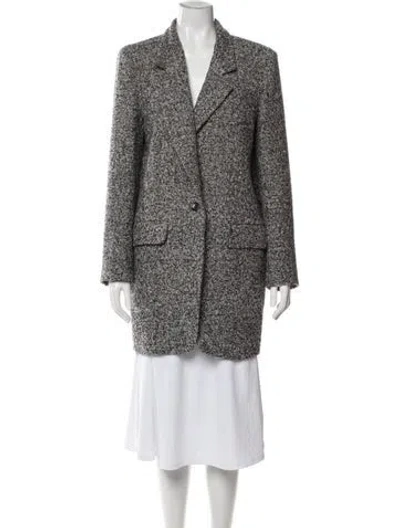 Pre-owned Max Mara Virgin Wool Tweed Pattern Coat In Gray