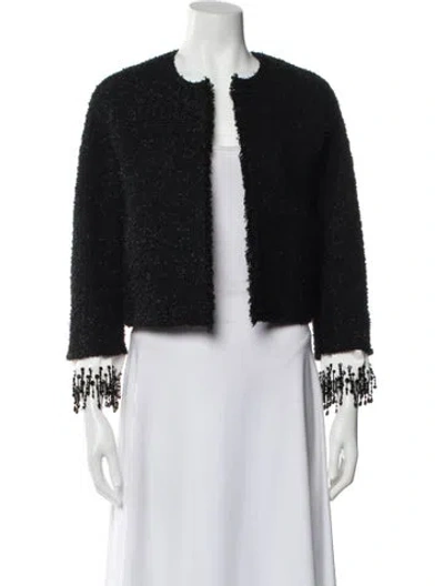 Pre-owned Max Mara Virgin Wool Tweed Pattern Evening Jacket In Black