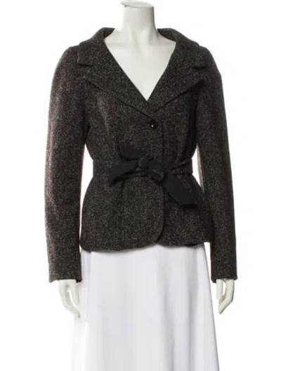 Pre-owned Max Mara Virgin Wool Tweed Pattern Evening Jacket In Brown