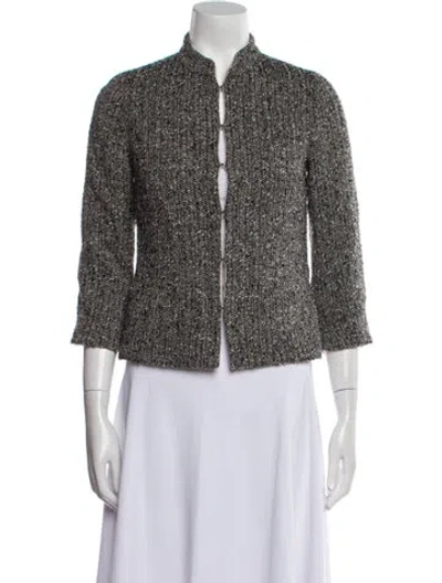 Pre-owned Max Mara Virgin Wool Tweed Pattern Evening Jacket In Gray