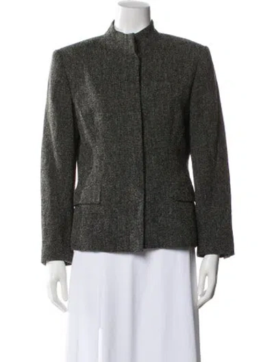 Pre-owned Max Mara Virgin Wool Tweed Pattern Evening Jacket In Gray