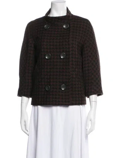 Pre-owned Max Mara Virgin Wool Tweed Pattern Jacket In Brown